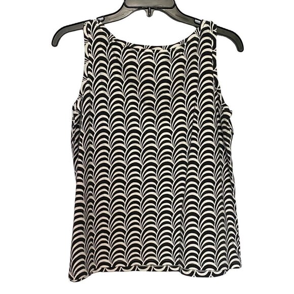 Talbots Vintage Black and White Sleeveless Top with Optical Illusion Design Size - Picture 2 of 8